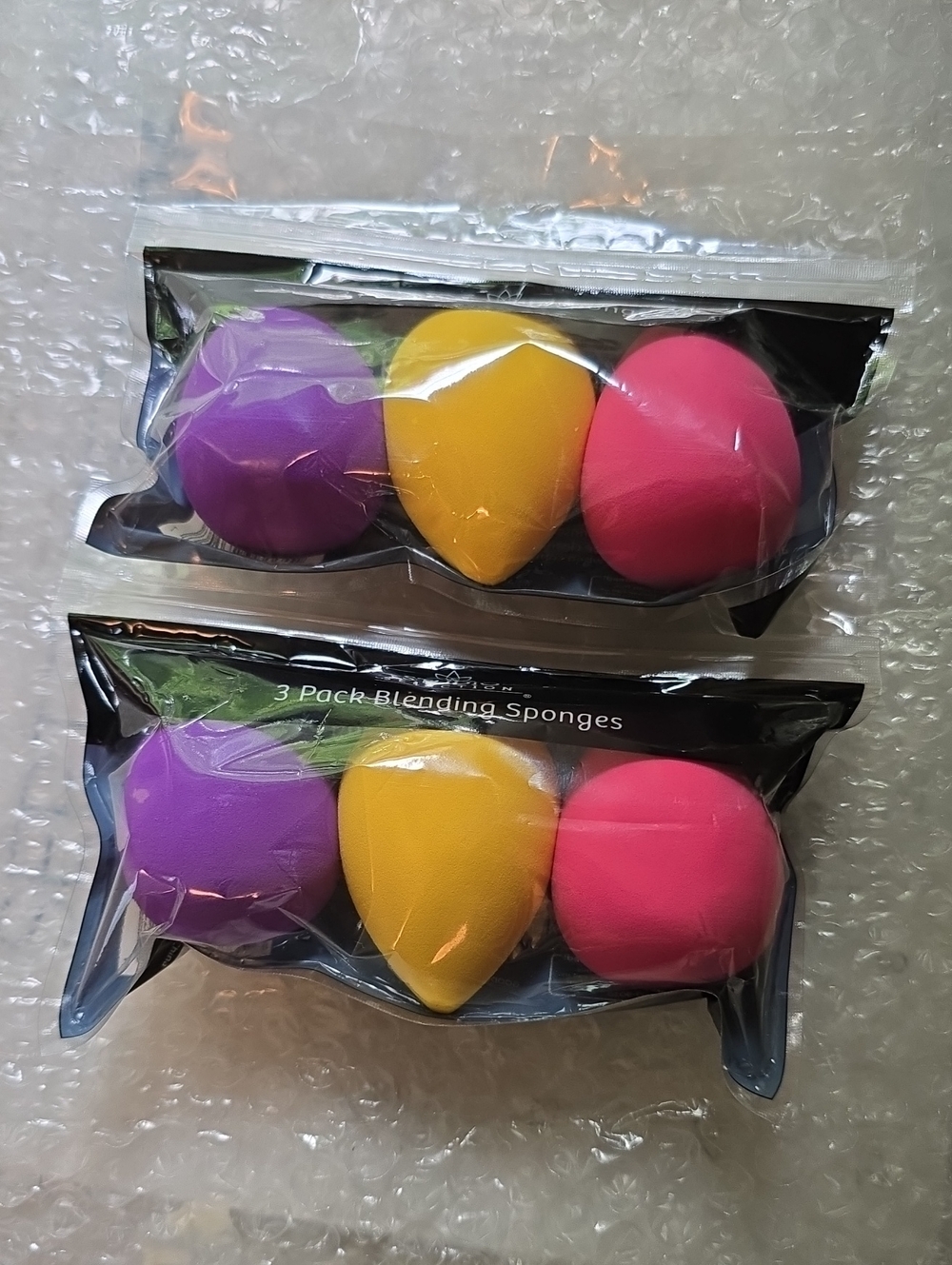 3-Pack Makeup Blending Sponges - Purple, Yellow, Pink